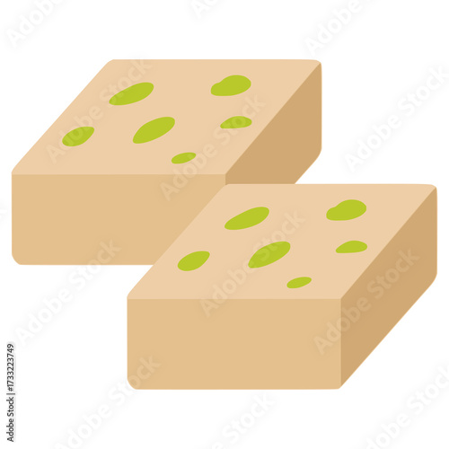 Halva Kosovo fluffy cake flat color vector illustration template design