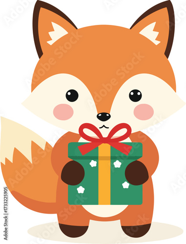 Christmas Fox with gift