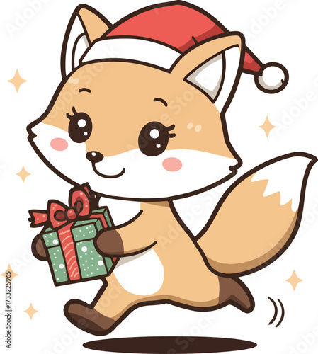 Christmas Fox with gift