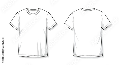 Blank White Tshirt Template Front and Back View.