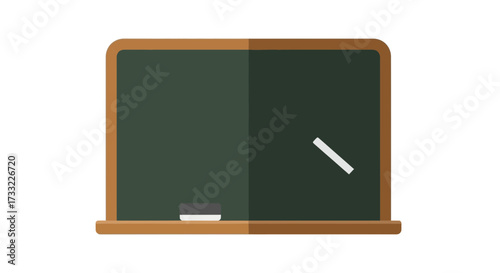 Blank Green Chalkboard with Eraser and Chalk Piece