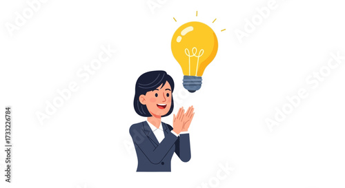 Woman with Brainstorming Light Bulb Concept