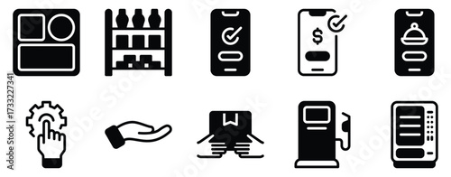 Customer self service icon solid mix style vector glyph for portals help centers and chatbots minimal pictogram for web app dashboards and mobile support tools