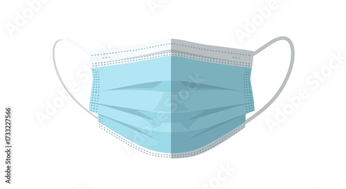 Blue Medical Face Mask Disposable Surgical Respirator for Protection Against Germs Pollution Isolated on White Background