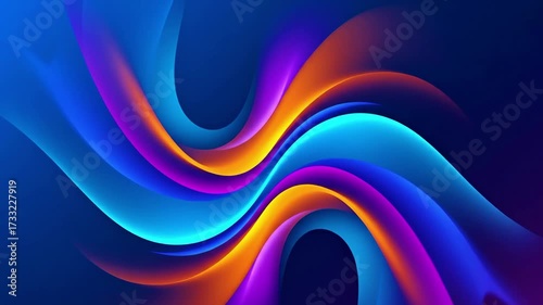 Abstract flowing waves of vibrant blue pink and orange light creating a smooth gradient