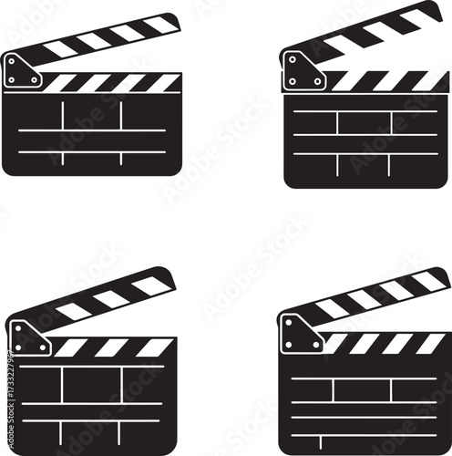  Clapperboards Representing Film Production and Movie Industry