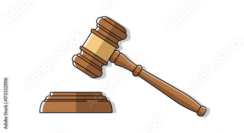 Wooden Gavel and Sounding Block Symbol of Justice Law and Authority in Courtroom or Auction