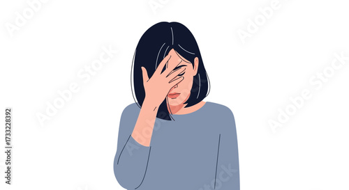 Woman Feeling Embarrassed or Frustrated Covering Face in Disappointment