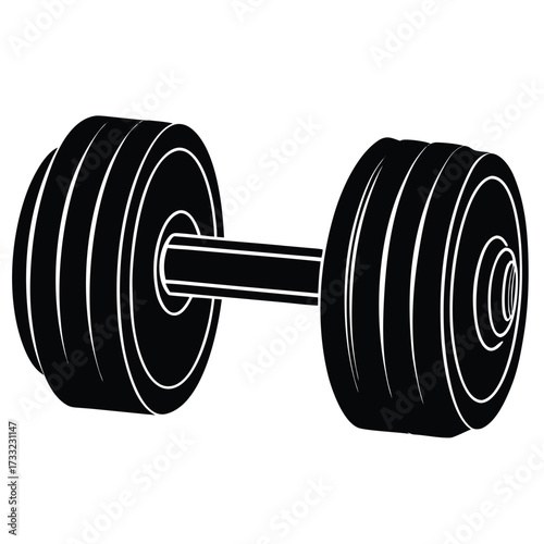 black dumbbell isolated on white