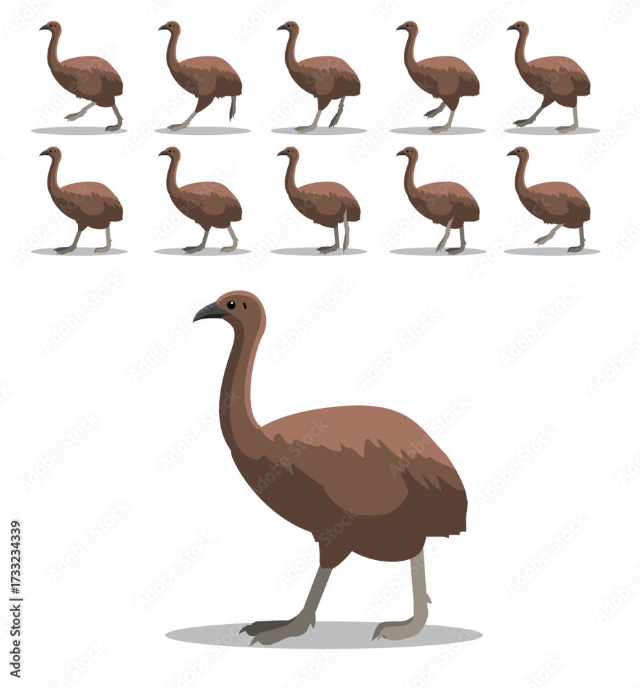 Obraz premium Moa Elephant Bird Running Animated Animation Sequence Cartoon Vector