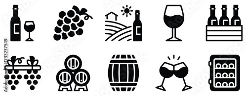 Winery icon solid mix style vector glyph for vineyards tasting and cellars minimal pictogram for travel apps labels and culinary branding