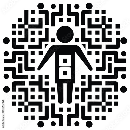 man with qr code