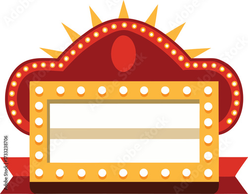 Retro marquee sign with light bulbs and blank space
