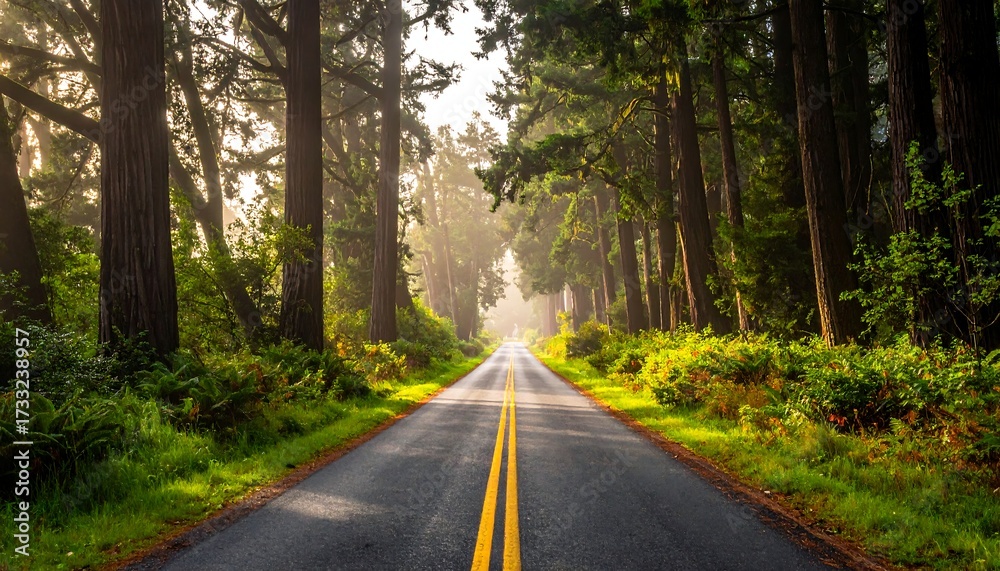 Fototapeta premium Road through a misty forest