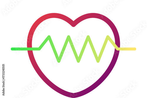 Vibrant Gradient Heart with Electrocardiogram Pulse Line Icon