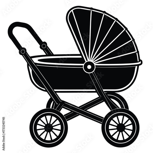 baby carriage on white background