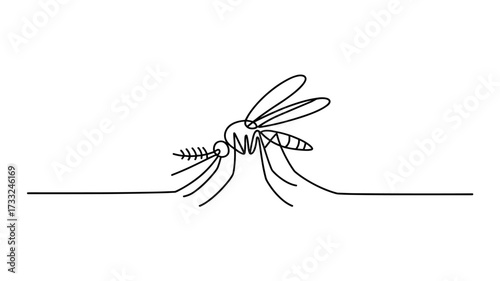 Minimal Mosquito Continuous Line Drawing Vector