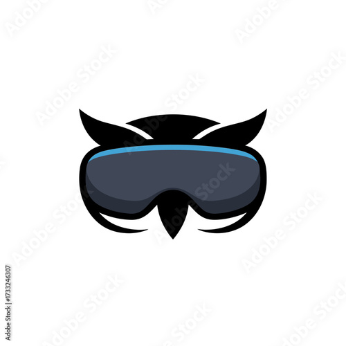 minimal owl mask icon, sleek black and silver style, stealth vision identity, modern badge, vector illustration