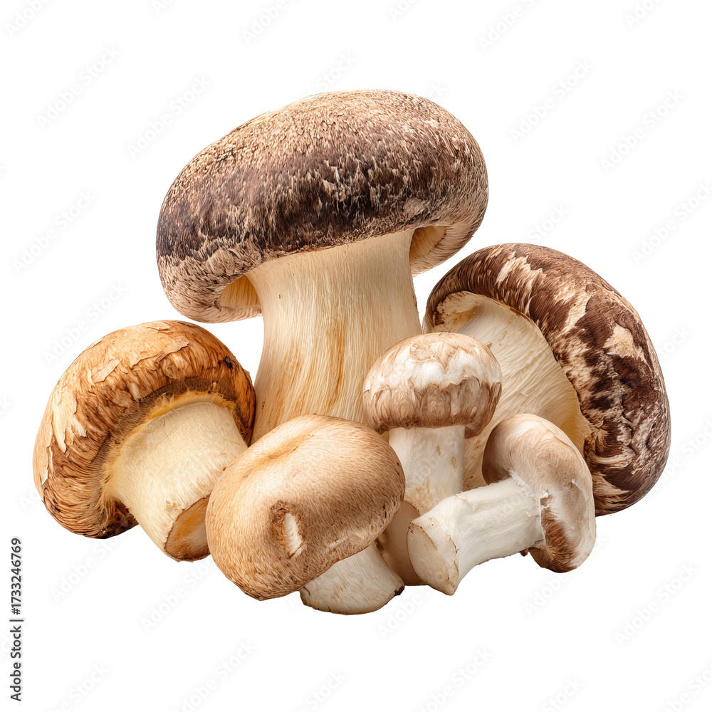 Fototapeta premium Close-up of several brown and beige mushrooms
