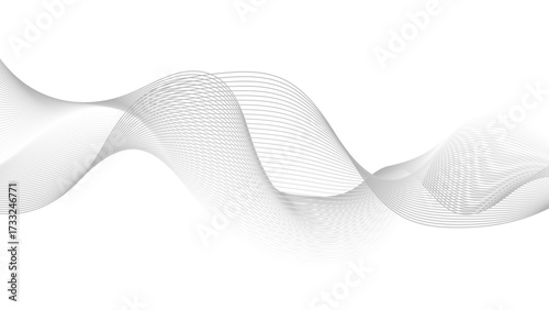 Abstract vector black and white background with wavy lines, Digital frequency track equalizer. Stylized line art background. Vector illustration. 