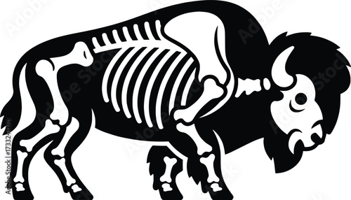 Artistic bison skeleton silhouette symbol majestic animal anatomy power