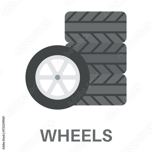 Wheels Simple Style Flat Design Vector