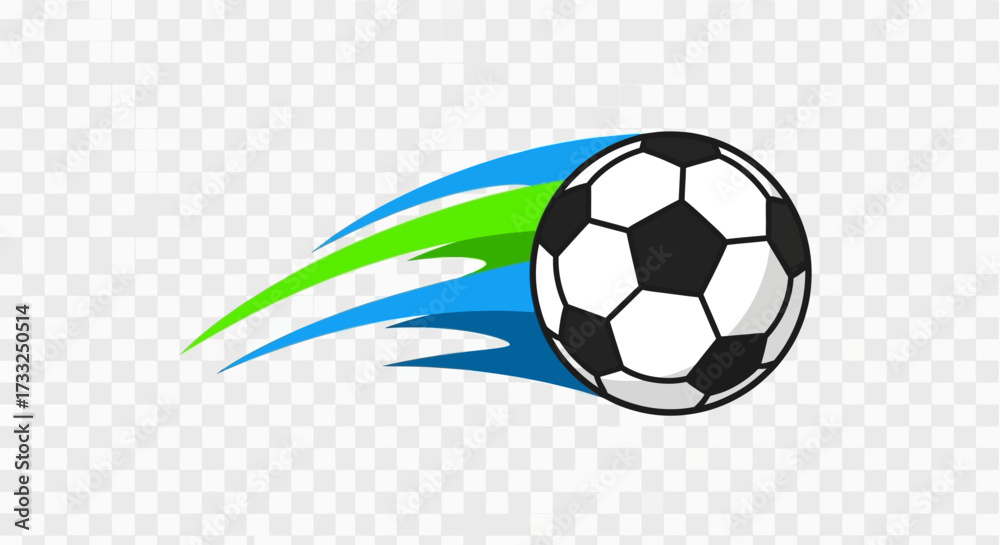 Obraz premium A stylized soccer ball with motion trails, suggesting speed and movement.