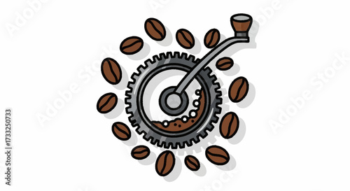 Crafting the perfect cup fresh coffee beans ground by vintage hand grinder creating aromatic delight for cafe or home brewing