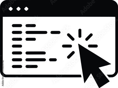 Modern computer screen showing code with clicking cursor icon for web development and programming