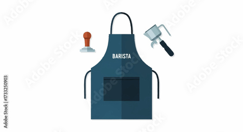 Professional barista apron and espresso tamper tool creating perfect coffee experiences for discerning customers seeking quality brews