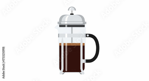 Brew delicious coffee effortlessly with a modern glass French press featuring rich dark liquid and a sleek metallic plunger mechanism.