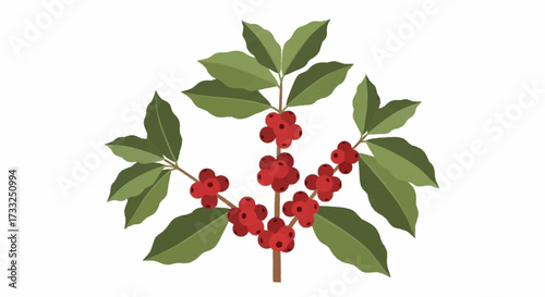 Vibrant red coffee cherries ripen on lush green branches, showcasing the fresh harvest potential for premium beverages and artisanal products.