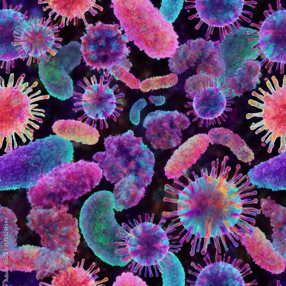 Fototapeta premium colorful bacteria cells