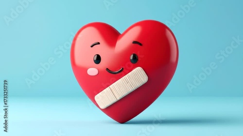 A red heart emoji with a band-aid, set against a light-blue background