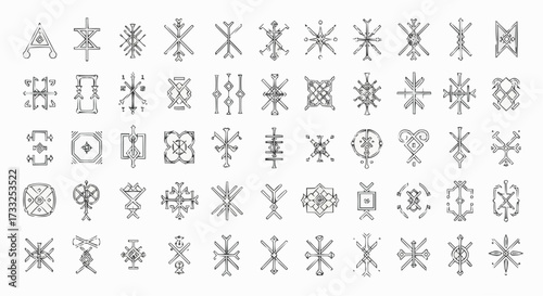 Collection of diverse geometric and abstract symbols