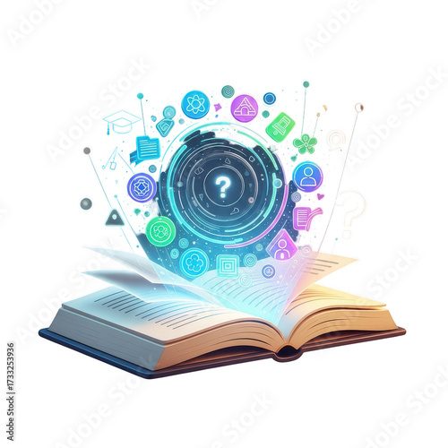 Open book with knowledge burst