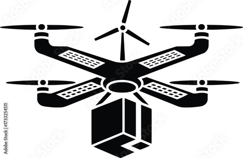 Modern drone delivering package showing future logistics technology