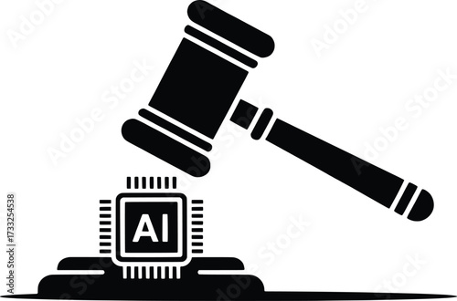 Ai and justice concept ai chip under gavel legal judgment technology symbol
