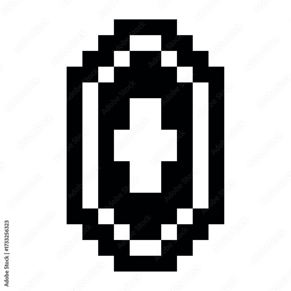 Fototapeta premium Pixel Shield Retro Icon 