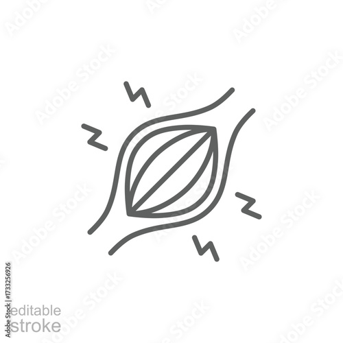 Muscle pain icon. Simple outline style. Muscle ache, fatigue or tension in tissue, body cramp due to physical injury, muscular, human body concept. Thin line symbol. Isolated design editable stroke