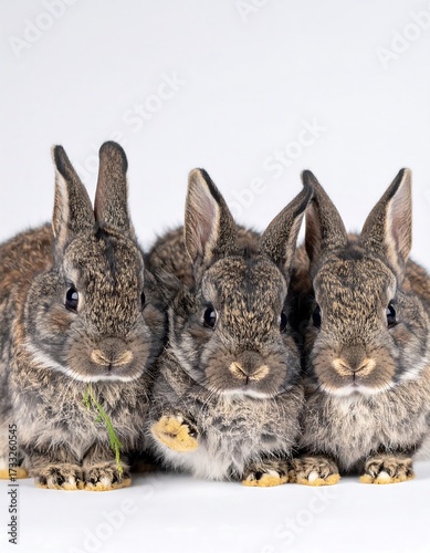 Three baby rabbits close together