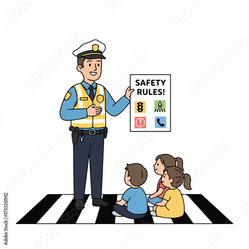 Dedicated Police Officer Educates Youngsters on Essential Pedestrian Safety Rules for a Safer Community