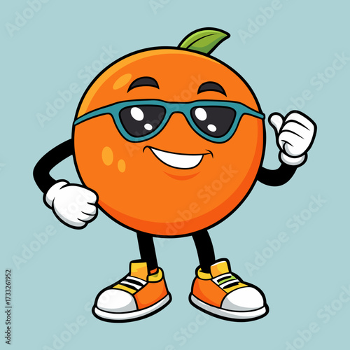 Cool orange character in sunglasses and sneakers giving a thumbs up, radiating positivity and fun for vibrant designs
