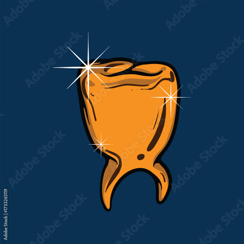 Golden Tooth Cartoon Vector Illustration