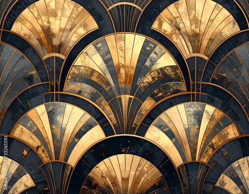 Art Deco pattern of gold and dark tones
