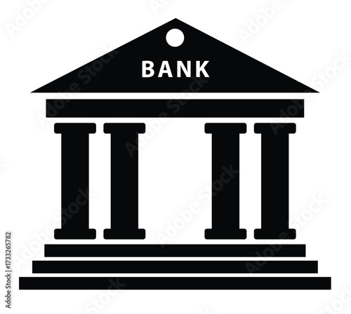 Bank building logo icon for finance investment wealth management or loan services company, vector silhouette