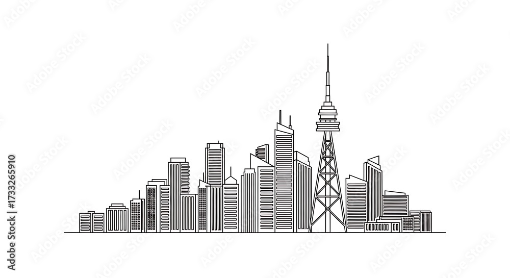 Obraz premium Modern City Skyline Architectural Drawing.