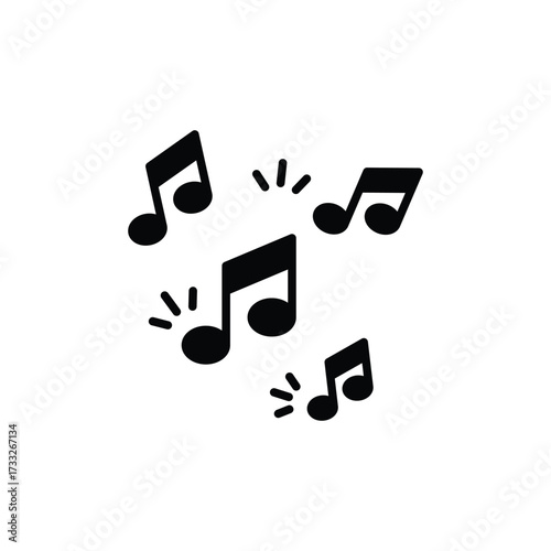 Music note icon. Simple solid style. Song, sound, sheet, concert, clef, sticker, treble, tone, classical, audio streaming services concept. Silhouette, glyph symbol. Isolated design