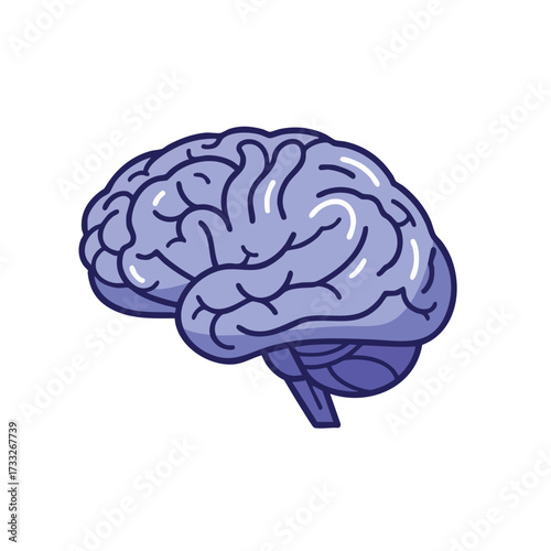 Stylized Human Brain Depicted in a Side View with Detailed Lobes