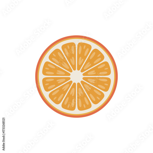 orange slice icon, round citrus wheel, juicy vitamin symbol, healthy lifestyle graphic, kitchen label design, fresh vector illustration